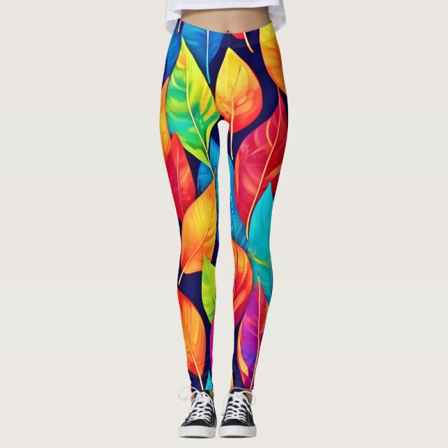 Leggings Pintura de hoja brillante (Anverso)