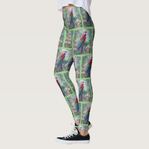 Leggings Pintura de Impresionismo de Flores de Selva de Ave