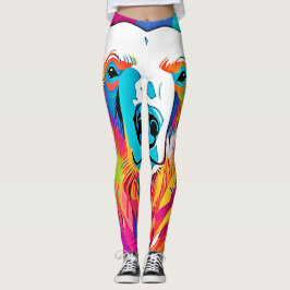 Leggings Pintura de la cabeza del oso vibrante