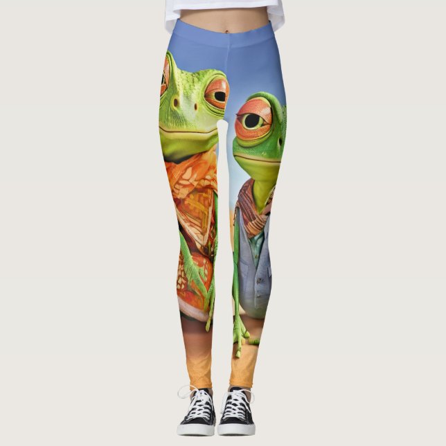 Leggings Pintura de lagartija familiar (Anverso)
