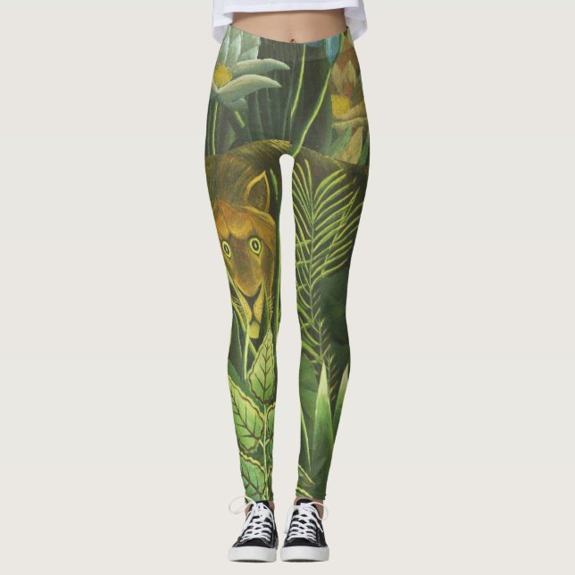 Leggings Pintura de león de la selva tropical de Rousseau (Anverso)