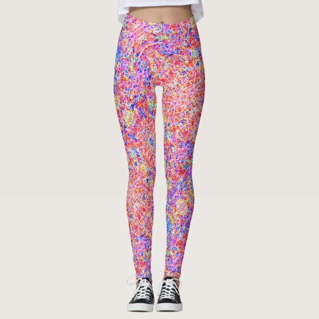 Leggings Pintura de líneas abstractas de color (Anverso)