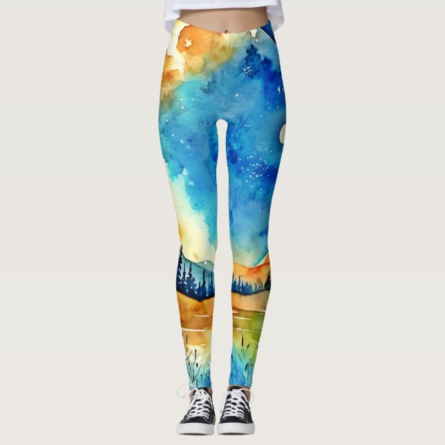 Leggings Pintura de luna llena (Anverso)