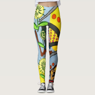Leggings Pintura de 'MidCentury Mod Abstract Garden Bee' so