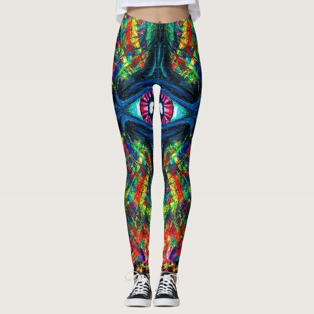 Leggings Pintura de ojos torcidos y trippy (Anverso)