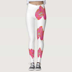Leggings Pintura de orquídea rosa de color de agua