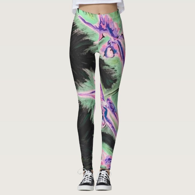 Leggings Pintura de 'Orquídea tropical' en un (Anverso)