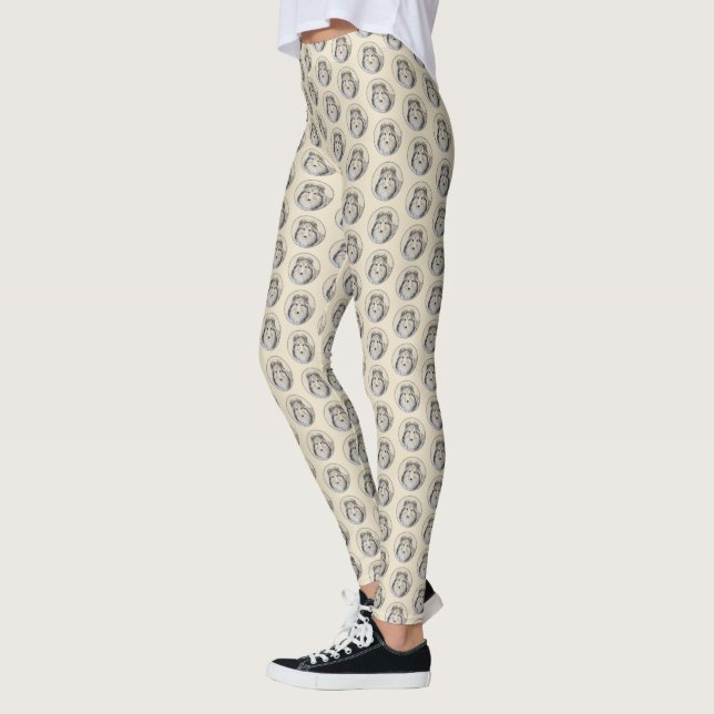Leggings Pintura de perro pastelero de Shetland - Arte de p (Izquierda)