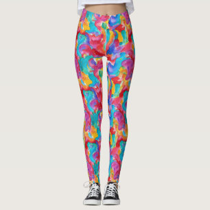 Leggings Pintura de pincel de color arcoiris colorido artís