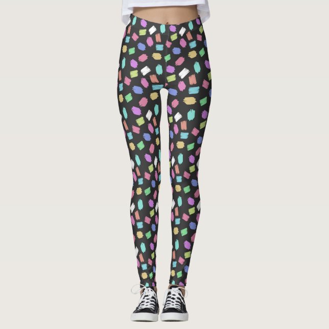 Leggings Pintura de pinceles, pinceladas de pincel colorida (Anverso)