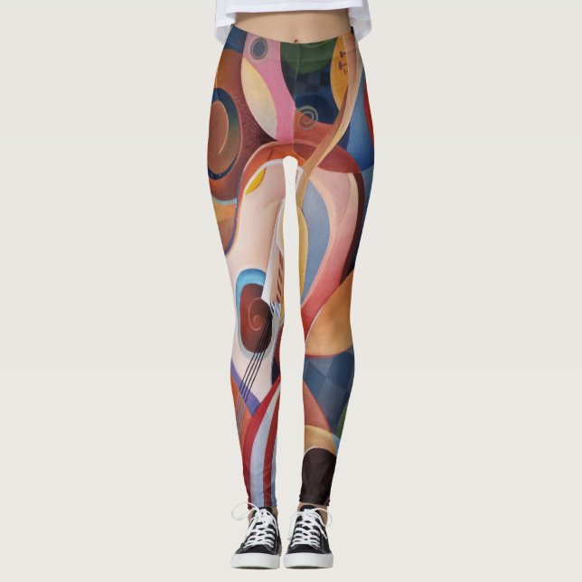 Leggings Pintura de resumen de música hecha a mano (Anverso)