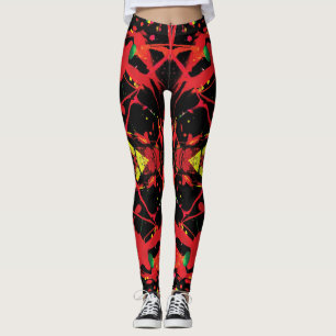 Leggings Pintura de salpicadura roja, negra y asombrosa