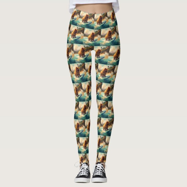 Leggings Pintura de surf Chow Chow Beach (Anverso)