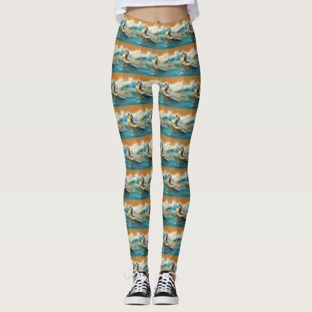 Leggings Pintura de surf de Biewer Terrier Beach (Anverso)
