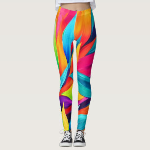 Leggings Pintura de tapiz de hoja tropical