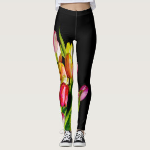 Leggings Pintura de tulipán - Arte de flores original
