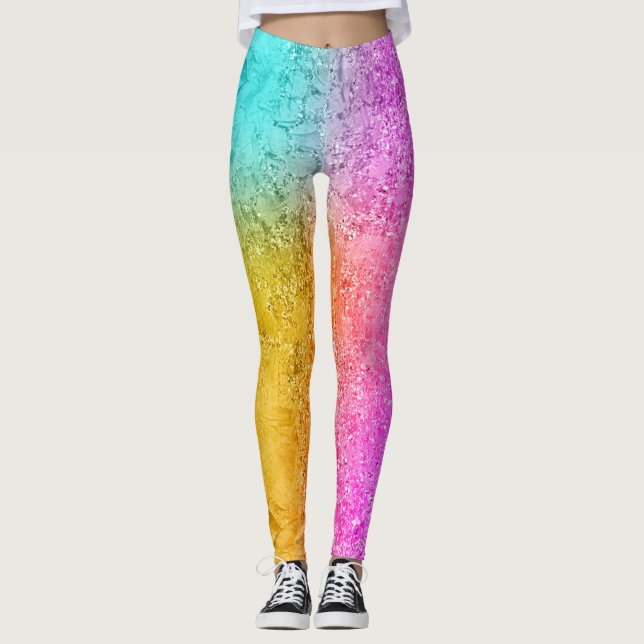 Leggings Pintura del Purpurina arcoiris de la sirena de uni (Anverso)