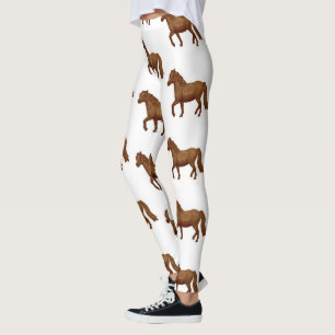 Leggings Pintura en Acuarela Marrón de Poni de Chincoteague