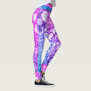 Leggings Pintura especial de la abstracción azul rosa conte