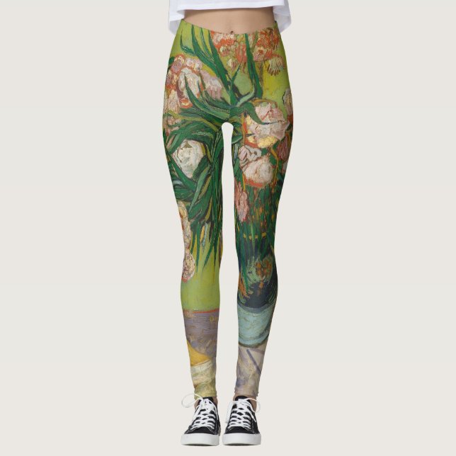 Leggings Pintura floral de Vincent Van Gogh Oleander (Anverso)