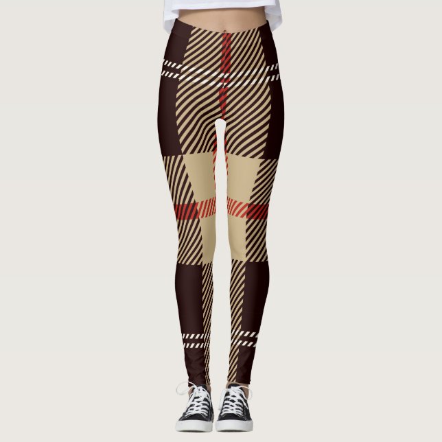 Leggings Pintura geométrica escocesa de estilo paternal (Anverso)