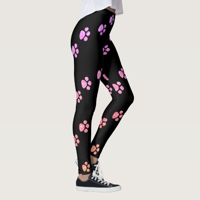 Leggings Pintura Impresiones Patrones Rosa Rosa Dorado Purp (Derecha)