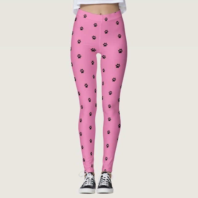 Leggings Pintura Impresiones Pink Black Animal Patters Cute (Anverso)