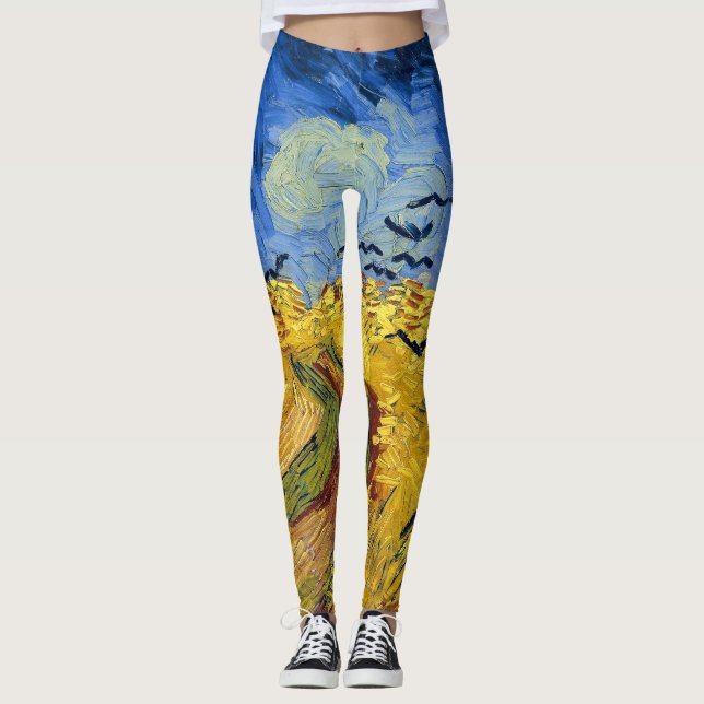 Leggings Pintura impresionista de Van Gogh Wheat Fields (Anverso)
