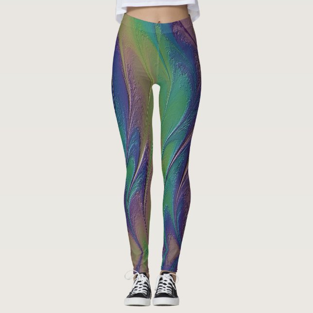 Leggings Pintura irlandescente del arco iris cósmico (Anverso)