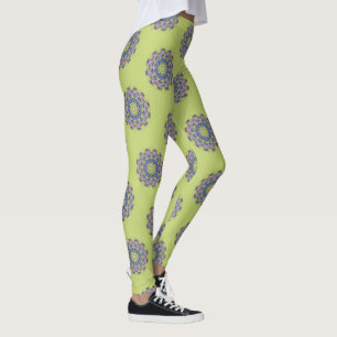 Leggings Pintura manual de Mandala Clock Face 2