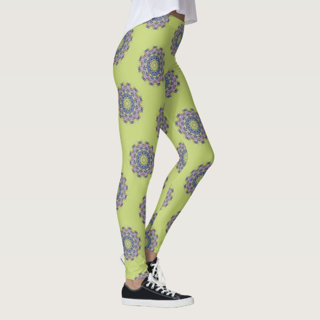 Leggings Pintura manual de Mandala Clock Face 2 (Derecha)
