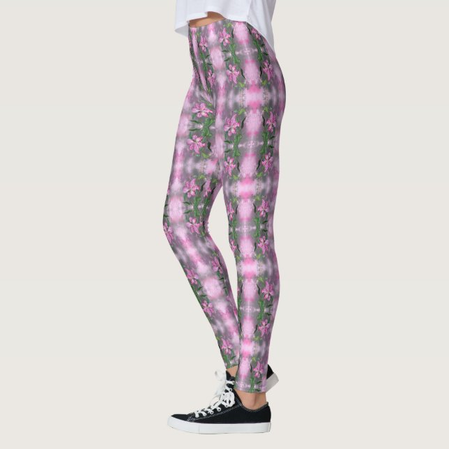Leggings Pintura mezclada de flores de lirio morado - (Izquierda)