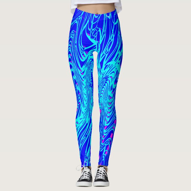 Leggings Pintura moderna de arte abstracto azul (Anverso)