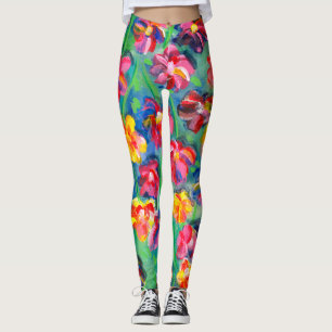 Leggings Pintura original de flores pequeñas alegres colori
