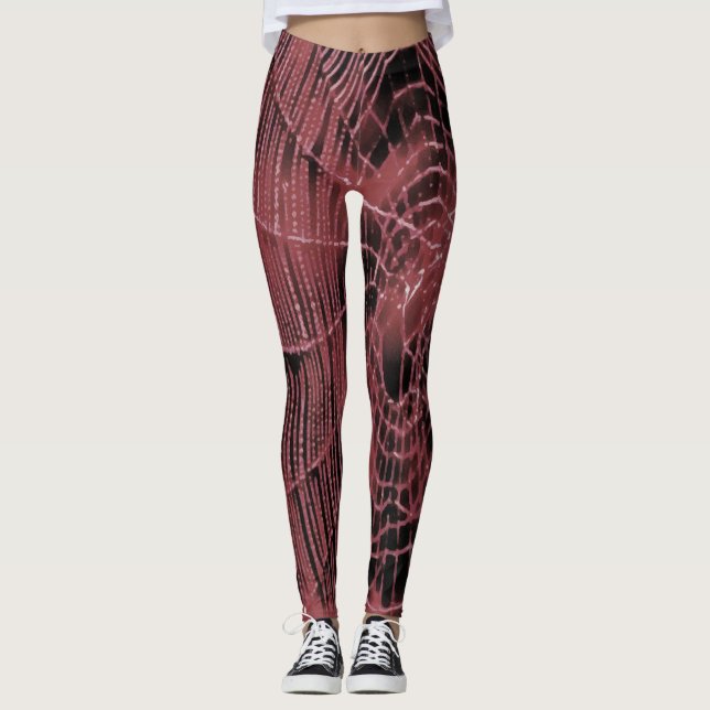 Leggings Pintura Resumen De Una Magenta Red De Cobardes Ros (Anverso)