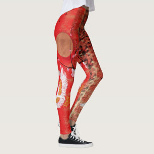 Leggings Pintura roja japonesa de Japón Sakura del sol de
