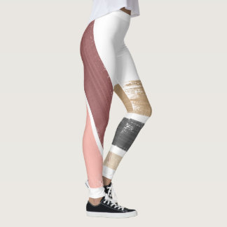 Leggings Pintura rosa de marrón negro de oro moderno