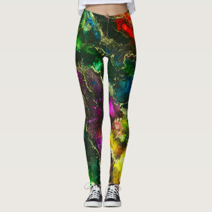 Leggings Pintura sintética psicodélica de tinta de alcohol