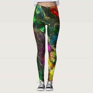 Leggings Pintura sintética psicodélica de tinta de alcohol