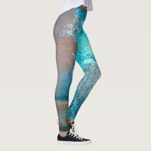 Leggings Pintura texturizada turquesa y resumen de roya