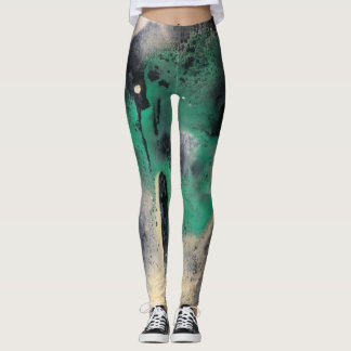 Leggings Pintura verde abstracta de la acuarela