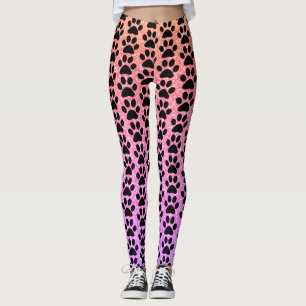 Leggings Pinturas negras Rosa Ombre Purpurinoso rosa dorado