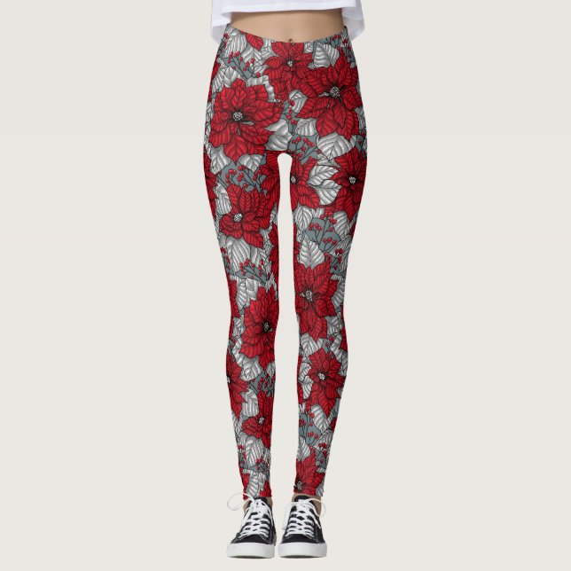 Leggings Pinturas rojas y bayas, diseño de Navidades (Anverso)