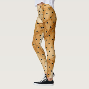 Leggings Pinzas de tinta de alcohol marrón con puntos de po