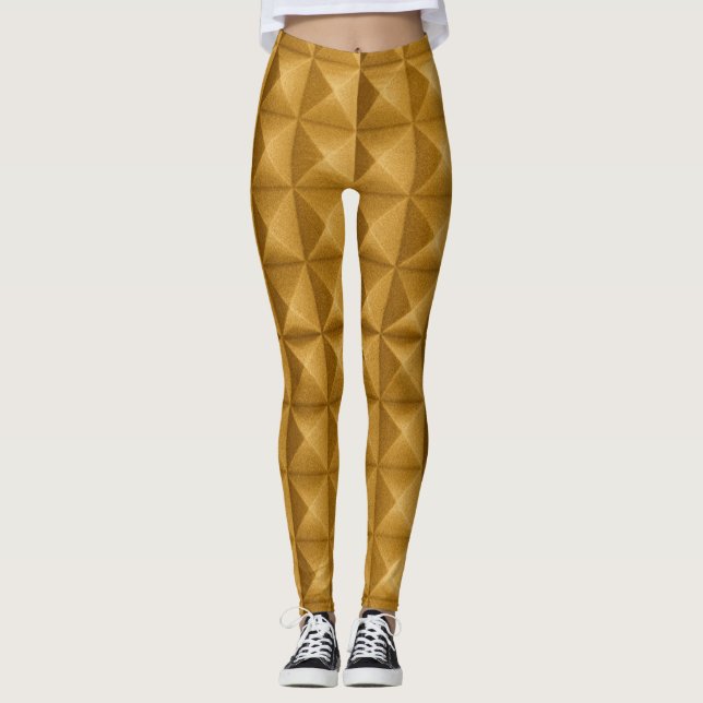 Leggings Pirámides, triángulos de textura dorada (Anverso)