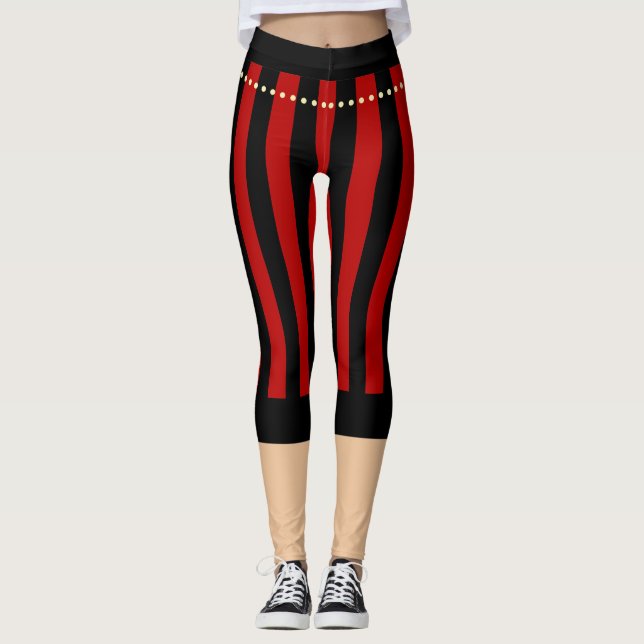 Leggings Pirata tradicional pega piernas negras rojas (Anverso)