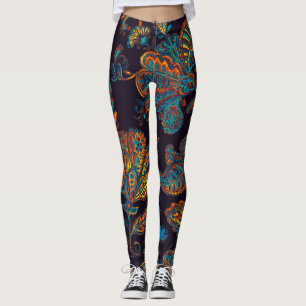 Leggings Pisley acuarela: teja de patrón floral