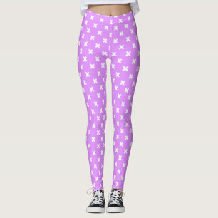 Leggings Pisos de cruz blanca sobre lilac