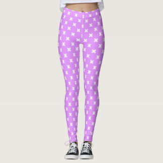 Leggings Pisos de cruz blanca sobre lilac