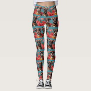Leggings Pitbull Con Corazón Rosas Día de San Valentín